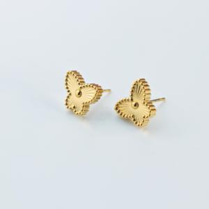 Boucles d'oreilles tendance en acier inoxydable avec nœuds papillon de styles variés, plaquées or 18 carats PVD et émaillées, bijoux d'oreille à la mode - Product Image 1