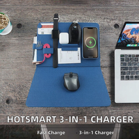 Organisateur de bureau sans fil HotSmart S78 3-en-1 à charge rapide avec horloge, support pliable en ABS, tapis de 10W, porte-stylo, support pour écouteurs, PC 330x300mm