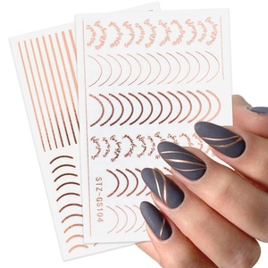 Oosi De Wholesale creative artificial metal fittings line nail wrap stickers 2022 new designers fasion nail art stickers