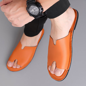 Nouvelles sandales ouvertes légères et tendance de luxe en orange pour hommes, grandes tailles <span class=keywords><strong>47</strong></span> <span class=keywords><strong>48</strong></span>, pantoufles plates en PU de haute qualité, originales - Product Image 5