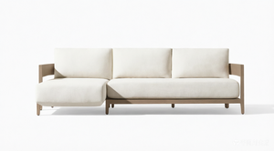 Conjunto de Sofás Seccionales Minimalistas de Teca, Muebles de Jardín Modulares de Madera Premium en Forma de L para Exteriores, con Cojines Beige - Product Image 2