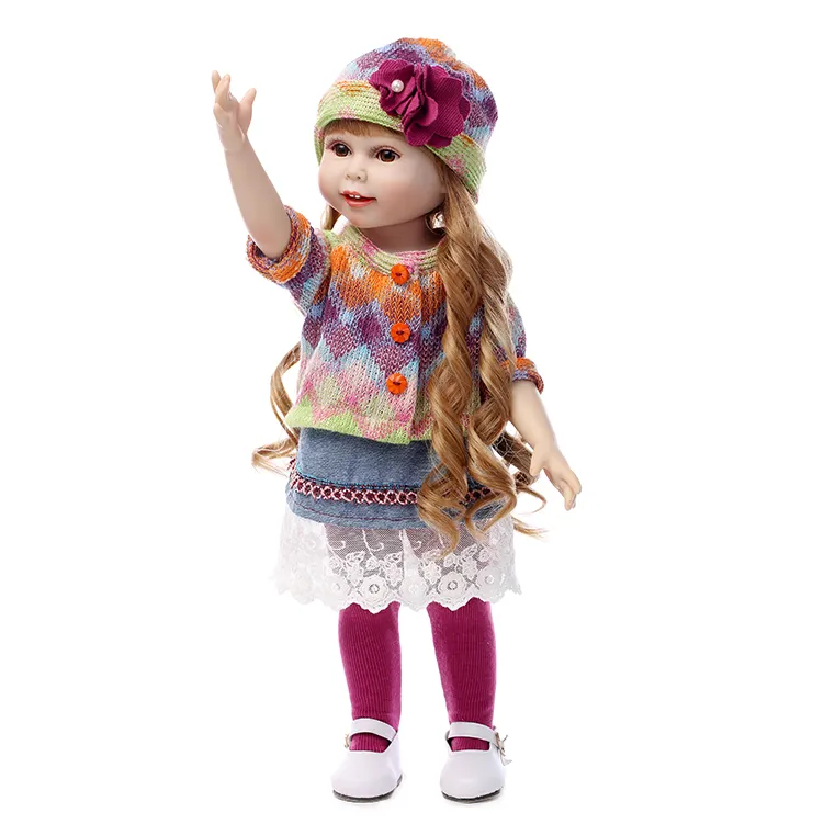 नई आगमन 18 इंच 45 cm अमेरिकी गुड़िया लड़कियों विग बाल बदलने के साथ पुनर्जन्म बच्ची गुड़िया कपड़े