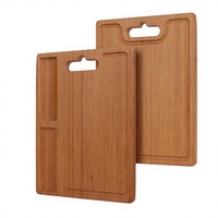 Houten bamboe snijplank rechthoekig, 2,0 cm dik, 4 compartimenten, voor kaas, party, charcuterie, delicatessen, slagerblok