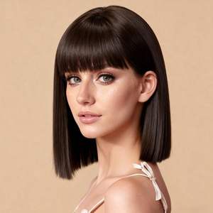 Pelucas Modernas de Color <span class=keywords><strong>Rosa</strong></span> para Mujer, Peluca Corta con Flequillo, Cabello Sintético Resistente al Calor, 12 Pulgadas, para Uso Diario, Fiestas, Disfraces de <span class=keywords><strong>Halloween</strong></span> - Product Image 2