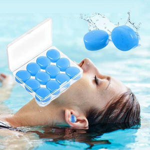 Pacote com 12 Protetores Auriculares de Silicone Azul à Prova d'Água para Crianças, Caixa Quadrada, Protetores Auriculares para Dormir e Nadar, Anti-Ruído - Product Image 1