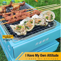 Barbecue portable au charbon de bois, boîte en carton pliable, grille de cuisson pour le camping, support de cuisson extérieur pour la maison, pique-nique, 3-5 personnes