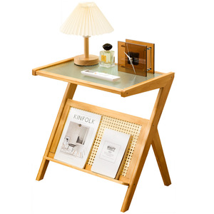 Mesita de noche moderna y sencilla con estante de almacenamiento con tapa de vidrio para dormitorio, sala de estar, uso de adultos y personas mayores - Product Image 5