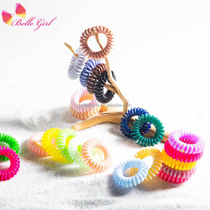 BELLEWORLD vente en gros 3.5cm bouclés TPU fil téléphonique ligne bandes de cheveux femmes chouchous ligne téléphonique élastiques bandes de cheveux - Product Image 2
