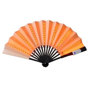 Personalized Eco-Friendly Retro LED Light-Up Bamboo Handheld <b>Folding</b> Fans for Party Wedding Bar Club - Product Image 1