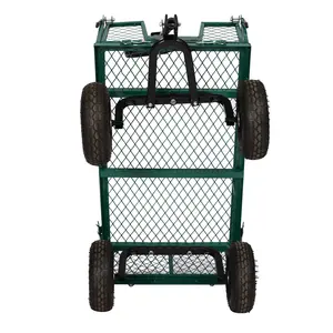 Agricultural collapsible bulk mesh hand trolley 4 wheel stainless steel cart folding trolley load capacity hand cart