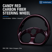 Volant de course universel OEM en fibre de carbone 3K rouge bonbon, 330 mm, à fond plat et découpe en D, pour simulateur de course automobile, personnalisable, vente en gros