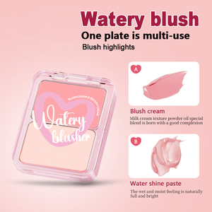 Vente en gros 2 en 1 Palette de fard <span class=keywords><strong>à</strong></span> joues crème en plastique rose longue durée étanche Contour des joues fard <span class=keywords><strong>à</strong></span> joues aqueux mat - Product Image 3