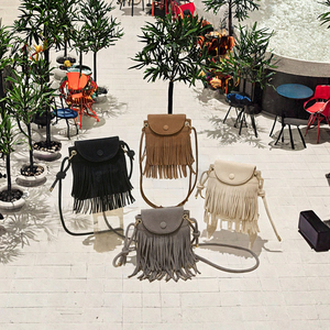 Huffmanx <b>Women's</b> Retro Minimalist Suede <b>Shoulder</b> <b>Bag</b> Large Capacity Vintage Mini Flip <b>Bag</b> with Tassel Fashionable for Ladies - Product Image 3