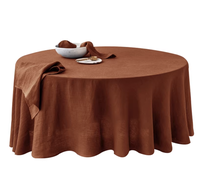 Nappe ronde en lin de couleur unie - Housse de table surdimensionnée personnalisable pour salle de conférence, hôtel et table à manger