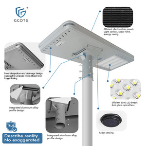 Farola Solar LED Integrada IP65 Impermeable de Alto Brillo con Batería de Litio Ferrofosfato Nueva de 6000K - Product Image 3