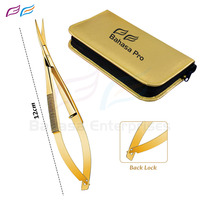 Ciseaux de beauté à ressort micro, logo personnalisé, best-seller, ciseaux incurvés en acier inoxydable, ciseaux pour extensions de sourcils, emballage professionnel Bahasa