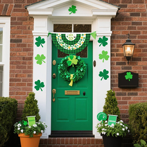 Bandera de San Patricio de 35x17 Pulgadas, <span class=keywords><strong>Media</strong></span> Redonda, Hecha de Poliéster, con un Cinturón Superior y 2 Hebillas de Latón - Product Image 4