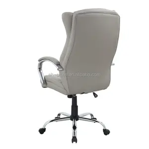 Silla de oficina ergonómica con respaldo alto de piel sintética gris de diseño único