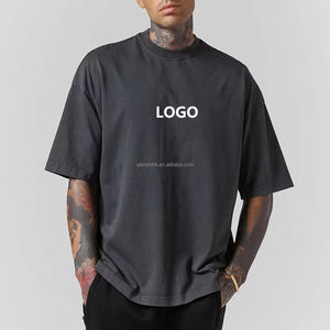 Nuevo estilo Streetwear Tallas grandes Camisetas para hombres Camisas de diseñador de cuello redondo para hombres Camiseta de hombro caído de gran tamaño Fabricante - Product Image 3