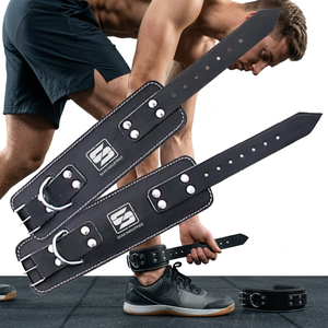 OEM Cowhide Leather Soft Adjustable Compression Durable Non-Slip Breathable Unisex Ankle Straps Double D Ring Protection - Product Image 1
