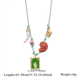 2025新款Style18K镀金不锈钢塔罗牌方形魅力贝壳鱼吊坠时尚七彩链时尚项链 - Product Image 6