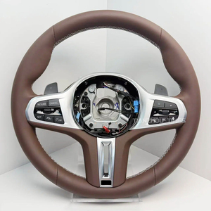 Volante Riscaldato Serie G in Pelle e Fibra di Carbonio con Fondo Piatto per <span class=keywords><strong>BMW</strong></span> X3 G01 G12 G20 330i 540i G30 M550i G80 M3 G82 M4 X5 G05 - Product Image 1