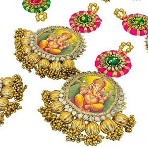 Radha Krishna Shubh Labh Wooden Handmade Hanging Home Temple Entrance Door Festive Wedding <b>Graduation</b> <b>Decor</b> Gift - Product Image 1