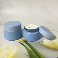 Ensemble de flacons cosmétiques de luxe en verre, flacon de lotion pour soins de la peau bleu personnalisé, pot de crème, flacon d'huile essentielle, contenants cosmétiques