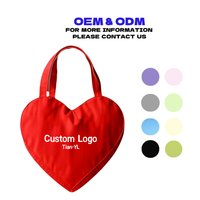 Tas Tote Kanvas Bentuk Hati Desain Fashion, Tas Belanja Bentuk Hati Katun Organik, Tas Bentuk Hati Multiwarna Ramah Lingkungan, Logo Custom