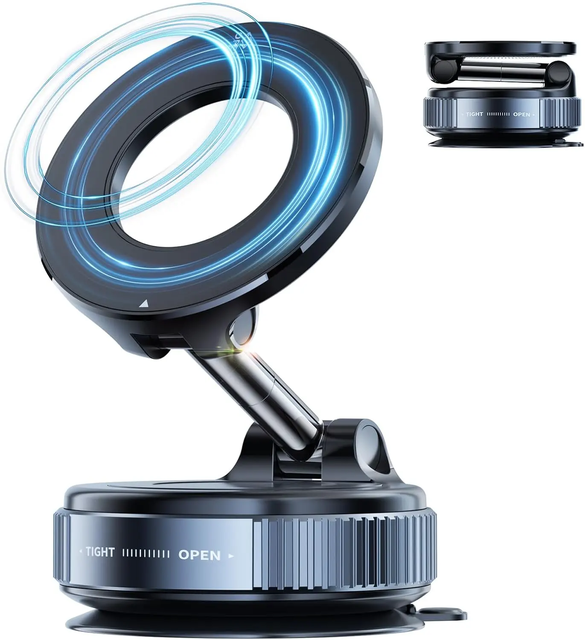 Upgrade Foldable Suction Cup Magnetic Phone Mount 360° Adjustable Vacuum Flexible Magnetic Phone Holder for Car/Gym/Mirror Wall