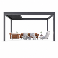 Gazebo Taman dengan Atap Aluminium Retraktil untuk Tempat Baca yang Tenang dan Rencana Furnitur Halaman yang Nyaman