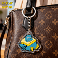 Porte-clés en acrylique Oiseau bleu avec livre, Charme mignon pour les amateurs de lecture, Impression UV, Design à bords transparents, Anneau métallique durable