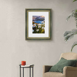 Cadre photo élégant vert forêt foncé avec bordure dorée, double face, écologique, imperméable, taille personnalisable, salon, chambre à coucher - Product Image 5