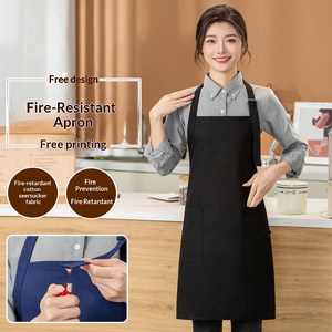 Tablier en coton ignifuge unisexe pour la restauration, le soudage électrique, le meulage et le service, uniforme anti-salissures pour <span class=keywords><strong>barman</strong></span> en milieu de restauration - Product Image 4