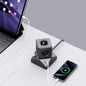 CE Standard Cube Power <b>Switch</b> Socket New Design 5 AC Outlets 2 <b>USB</b>-A 2 TYPE-C PD 67W Fast Charging 16A Extensive Cord - Product Image 2