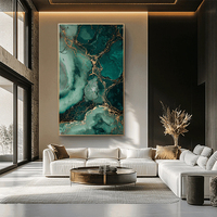 Peinture à l'huile abstraite bleue et violette vibrante, texture de pierres précieuses, art mural sur toile pour couloir moderne