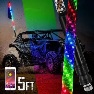 Chicote de controle remoto, 5ft 1 peça app/controle remoto rgbw mandril espiral led bandeira luz 12v segurança luzes led offroad