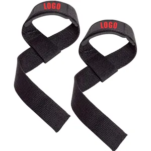 Gym Accessories Custom Logo Padded Cotton Power Deadlift Gym Lifting Straps Weightlifting With Wrist Band Support