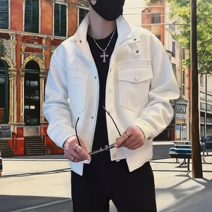 Chaqueta de Invierno Acolchada para Hombre, Elegante y Moderna, de Manga Larga, en Poliéster/Algodón, Color Blanco, Gran Venta - Product Image 2