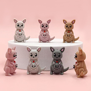 Cute <b>Silicone</b> Kangaroo <b>Beads</b> With Baby For Jewelry Making Mixed Colors Animal Charms DIY Accessories - Product Image 5