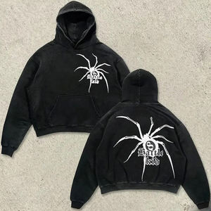 <span class=keywords><strong>Felpa</strong></span> Oversize <span class=keywords><strong>con</strong></span> <span class=keywords><strong>Cappuccio</strong></span> Completamente Personalizzabile, Design <span class=keywords><strong>con</strong></span> <span class=keywords><strong>Teschio</strong></span> in Fiamme e Stampa di Lettere, Stile Streetwear, Lavaggio Acido, Stampa Digitale - Product Image 5
