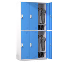 Casier de vestiaire de gym JSX L-04 bleu à 6 portes en acier robuste, épaisseur 0,5-1,0 mm, écologique, durable, avec serrure à clé, structure assemblée