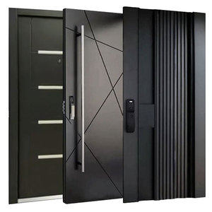 Puerta de Seguridad de Aluminio de Diseño Italiano Moderno y Lujoso, Puerta Pivotante de Entrada Principal Exterior de Aleación de Aluminio Resistente para Villas - Product Image 1