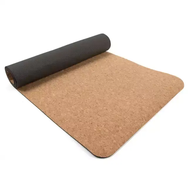 Vente en gros de tapis de fitness écologiques tapis de yoga en liège naturel avec logo personnalisé imprimé pliable antidérapant 4mm-6mm d'épaisseur voyage