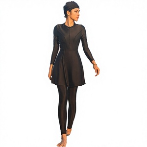Traje de Baño Musulmán Lanna 2026 de Manga Larga, Conjunto de 4 Piezas, Vestido de Baño Conservador con Gorro, Traje de Baño Islámico Modesto, Poliéster/Nailon Elástico en 4 Direcciones - Product Image 3