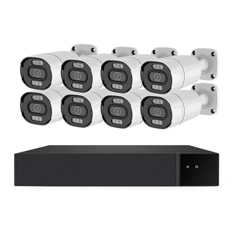 Caméra de surveillance à balles en réseau Poe hd 5MP, enregistreur vidéo en réseau, vision nocturne pour l'extérieur, kit NVR, 4 canaux, poe, caméras