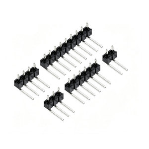 Conector de aguja doblada de 10-50 piezas, tira de paso de 2.54mm, 1X/2/3/4/5/6/8/10/40P, cabezal de pines macho de una sola fila en ángulo recto - Product Image 1