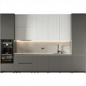 Gabinetes <span class=keywords><strong>de</strong></span> Cocina Modernos Gris Brillante a Precio Económico, Cocina Completa Moderna <span class=keywords><strong>de</strong></span> Lujo - Product Image 1