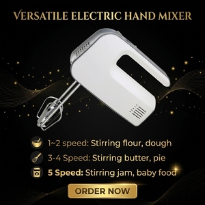 Batteur Électrique Manuel CANXIN 5 Vitesses, Mélangeur sur Socle avec Moteur AC en Cuivre Pur, Inclut un <span class=keywords><strong>Bouton</strong></span> d'Éjection des Fouets pour Utilisation en Cuisine - Product Image 3