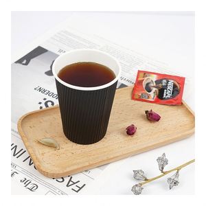 แก้วกาแฟกระดาษสองชั้นขนาดสั่งทำพิเศษ 8oz 12oz พร้อมฝาและหลอด พิมพ์โลโก้ได้ตามต้องการ ขายตรง - Product Image 1
